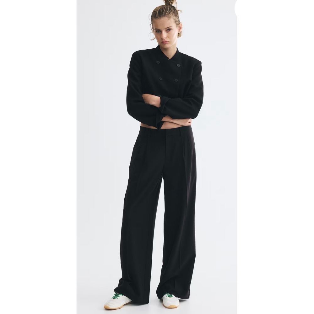 H&M Black Wide Leg High Waisted Trousers Dress Pants Size 2 0712406 9